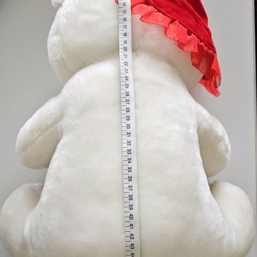 White teddy bear 50cm like new with velvet red heart