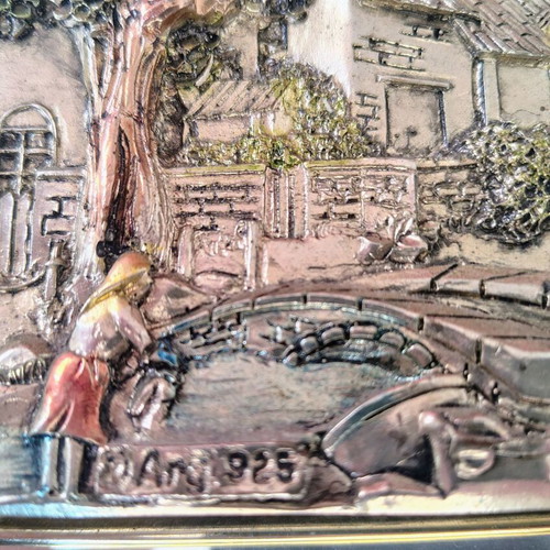 Silver 925 Creazioni Artistiche embossed vintage framed artwork like new
