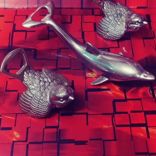 Silver-plated beer openers new, Germany 60s-70s