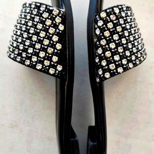 Cassandra women's slides size 40 like new, black with strass