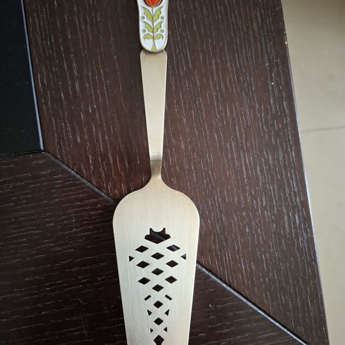 Vintage Soviet Cake Serving Spatula with Enamel Made in USSR like new
