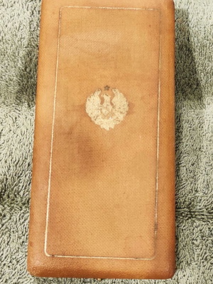 Κουτί μεταλλίου Χρυσός Σταυρός του Τάγματος Φοίνικος μεταχειρισμένο, κατασκευή Αναγνωστόπουλος