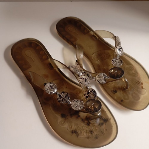 Jelly sandals flip flops used, size 38/39, black and grey