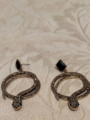 Snake earrings with rhinestones Asos new, bronze