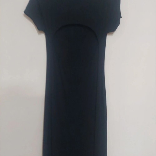 Black Midi/Maxi Dress like new with impressive open back