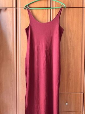 Pink Woman ribbed φόρεμα, κολλητή γραμμή, μέγεθος L, μπορντό