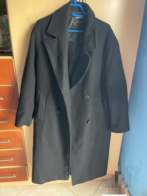 Παλτό γυναικείο Bershka μαύρο σαν καινούργιο, μέγεθος L