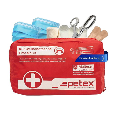 Petex Car First Aid Kit Complete Set DIN 13164:2022 New