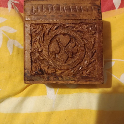 Wooden handmade carved box used