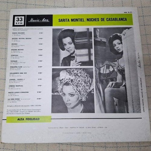 Sarita Montiel Noches De Casablanca LP used, Latin