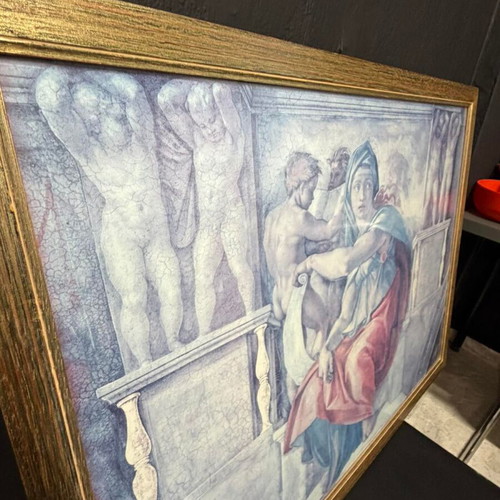 Renaissance Style Frame used, Michelangelo Sibyl Art Print in Wooden Gold Frame