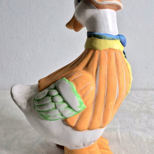 Decorative duck figurine used, ceramic, hand-painted