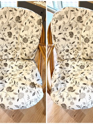 Set of 2 armchair cushions with filling and cover, floral pattern