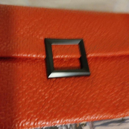 Vintage style red clutch unused with clasp and wrist strap