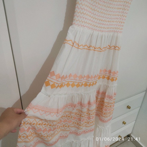 Zara maxi dress medium white and orange, new, resortwear