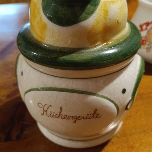 Set of 3 collectible white kitchen containers, Knorr and German porcelain