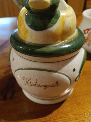 Set of 3 collectible white kitchen containers, Knorr and German porcelain