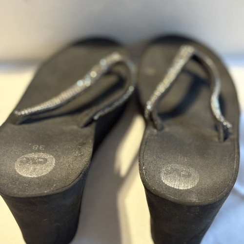 Exe platform sandals black with rhinestones used, size 38