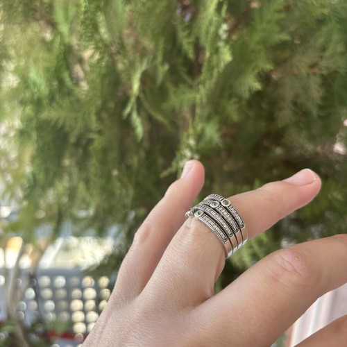 Pandora ring 191002CZF like new with white and light blue stones, size 54