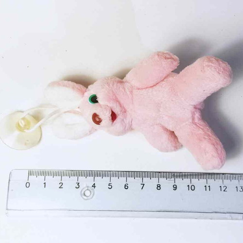 Plush bunny used pink hanging with suction cup