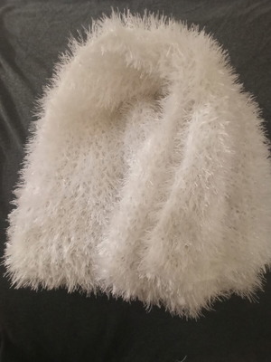 White scarf like new with silver sparkles and decorative beads