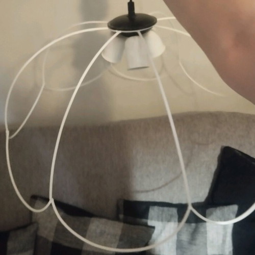 Metal ceiling light flower used, white handmade