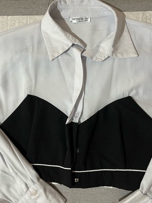 White shirt with black bustier detail like new, size 38