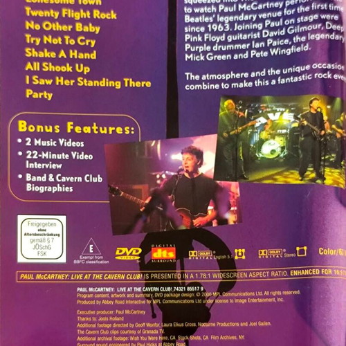 Paul McCartney Live at the Cavern Club DVD used, rock