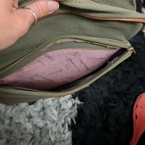 JK Leather backpack used, khaki canvas with leather details