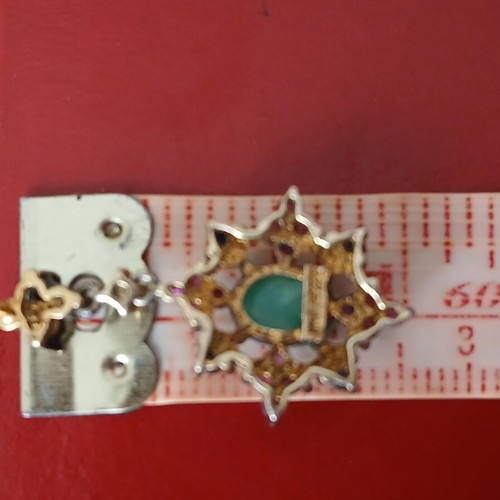 Earrings with rubies, sapphires, emeralds and diamonds vintage cut, 9k gold and 925 silver like new