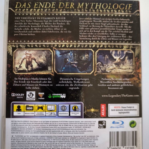 Legendary PS3 game used, near mint condition