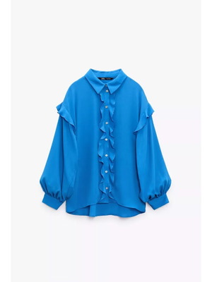Zara Oversized Πουκάμισο Με Βολάν Καινούριο Με Ετικέτα Size XS