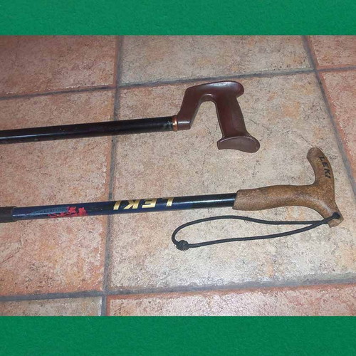 Adjustable walking sticks used, set of 2, lengths 95 & 85 cm
