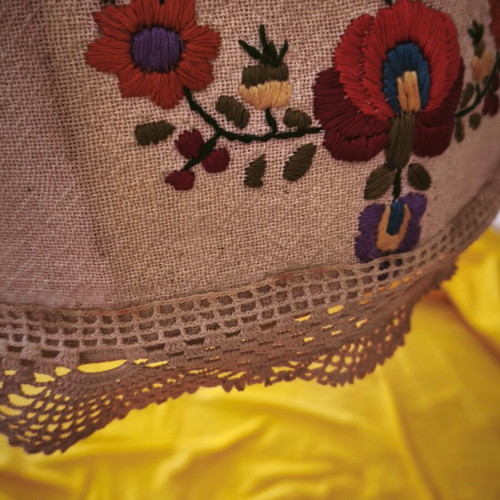 Vintage fabric lampshade used with some imperfections 25x23