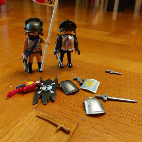 Playmobil knights used with dragons and weapons