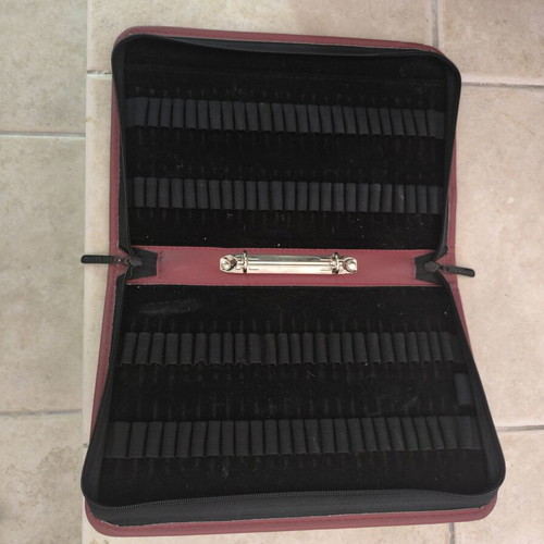 Leather pencil case with notebook holder, A4 size