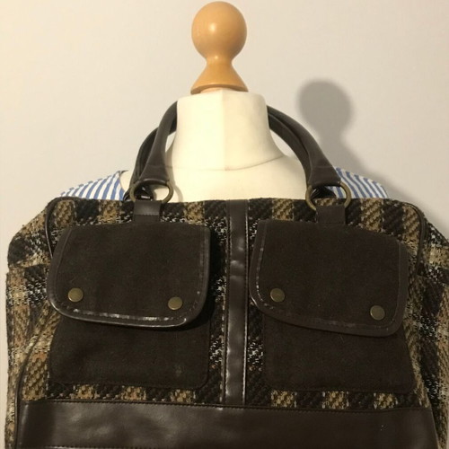 Zara Handbag like new, woven polyester with leather, beige and brown