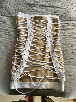 Pretty Little Thing Medium Bandage Dress new, white and beige