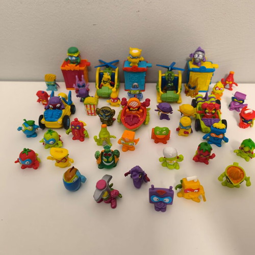 Superzings collection used, 43 figures, 5 vehicles and 3 secret hideouts