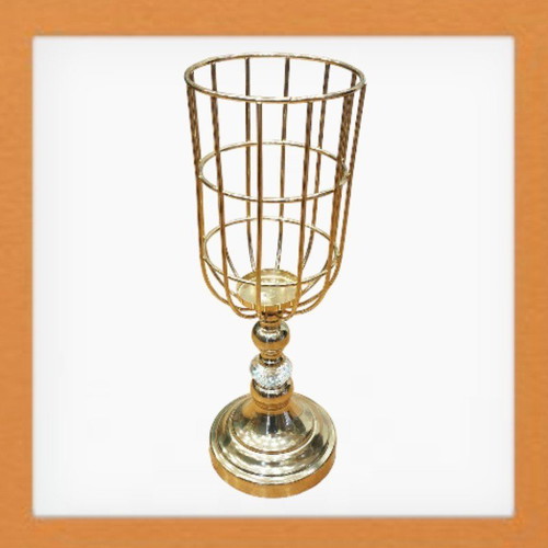 Metallic gold candlestick 30cm new