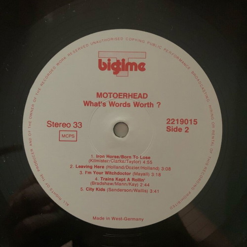 Motorhead Whats Words Worth? vinyl record near mint, metal