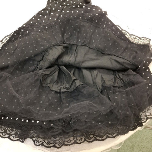 Elegant dress black with white polka dots size M like new