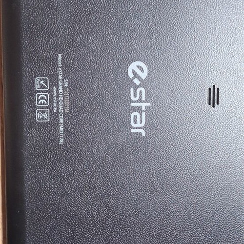 E Star tablet used, for parts or use, with charging cable
