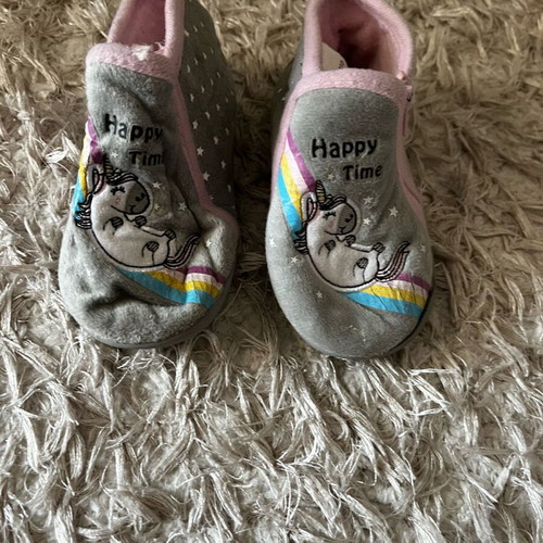 Children's slippers like new, size 24, gray and pink