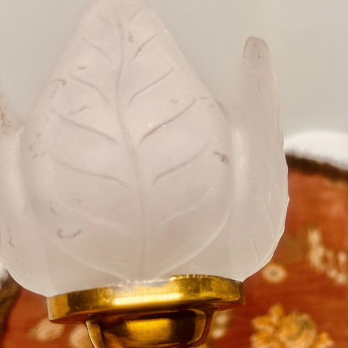 Vintage brass and frosted glass tealight candle holders set of 2 used