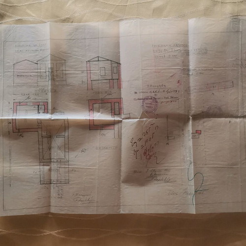 Architectural house plan 1933 used, on thin transparent paper