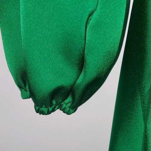 Wrap satin dress emerald new, one size
