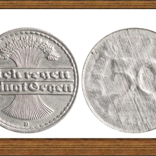 50 Pfennig Germany 1919-1922 Mint Error coin uncirculated