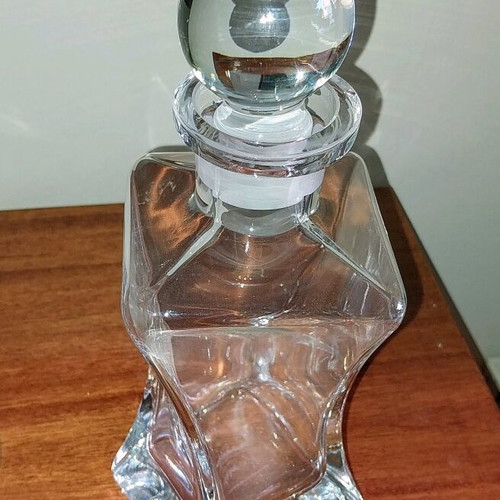 Bohemian crystals set of 3 like new by Zoulovits, bottle, candlestick and bowl