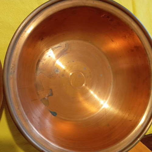 Vintage copper pot with lid like new, traditional with initials